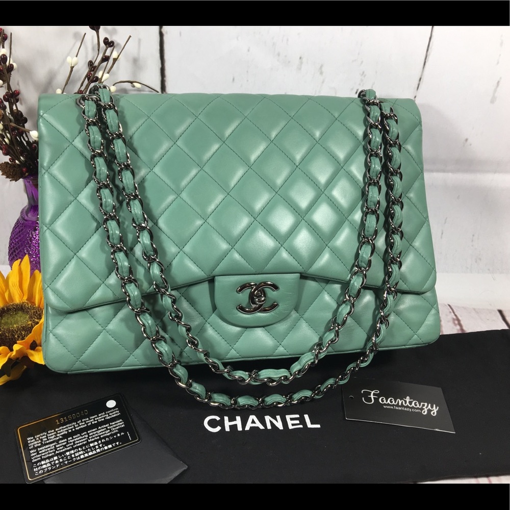 ❌Sold❌CHANEL MAXI LAMBSKIN GREEN BAG